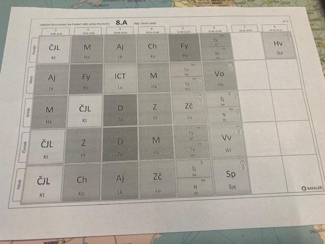 Rozvrh hodin 8.A